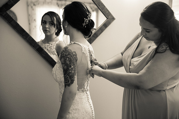 bride's reflection in mirror wedding photos