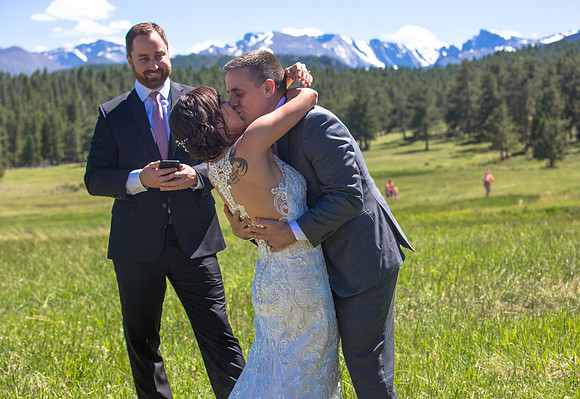 Bride and Groom first kiss after ceremony